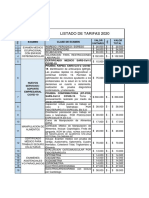 Listado de Tarifas Prosynergo Sas 2020