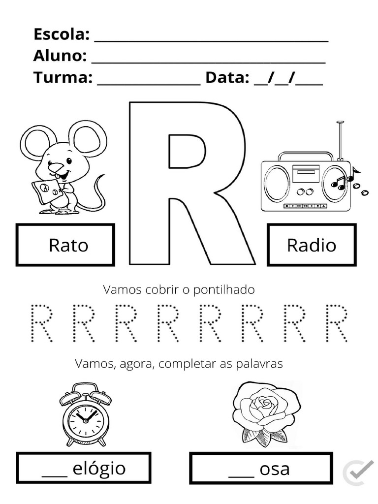 Atividades de Alfabetizacao Letra R 35 | PDF