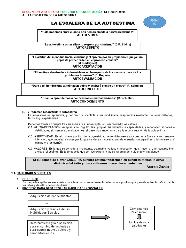 DPCC Ficha 07 | PDF | Autoestima | Ciencias del comportamiento