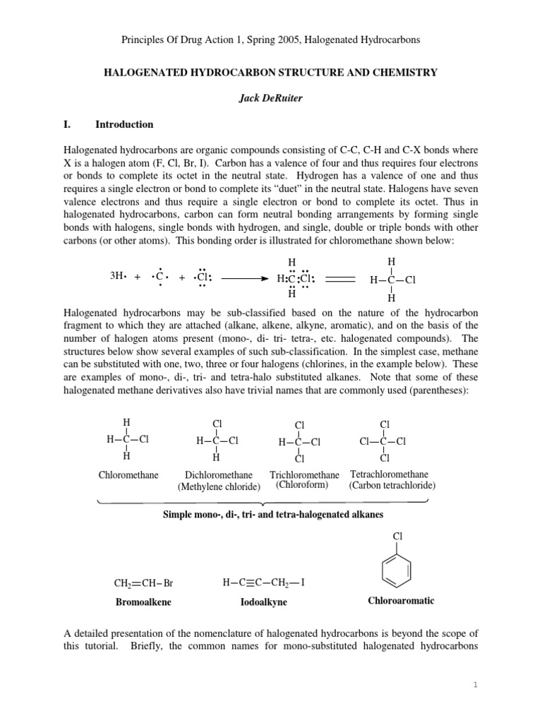 Halogenated Hydrocarbon Structure and Chemistry Jack Deruiter PDF