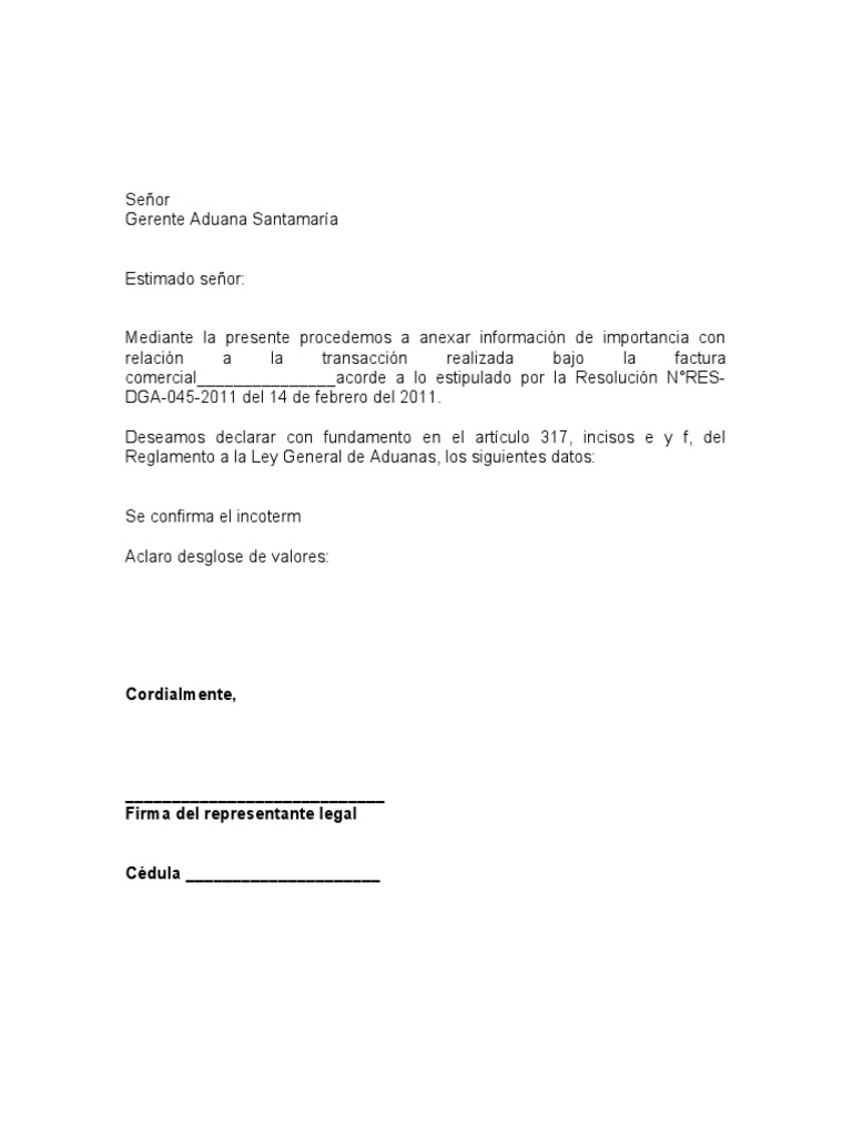 Carta Aclaratoria Incoterm | PDF