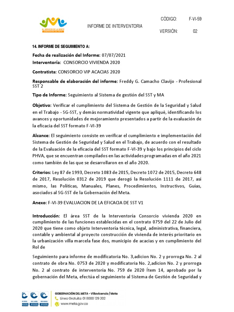 Informe Mensual de SST y Vigilancia | PDF | Seguridad y salud ...