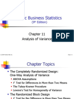 Basic Business Statistics: Analysis of Variance
