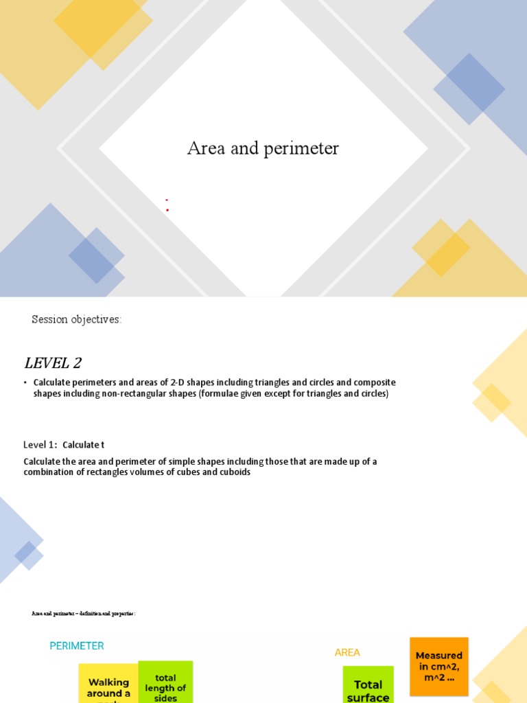 Area and Perimeter of 2D Shapes | PDF | Area | Shape