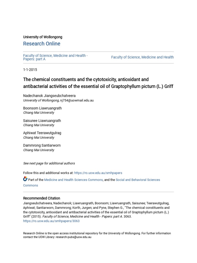 The Chemical Constituents and The Cytotoxicity Antioxidant and A | PDF ...