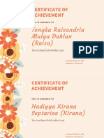 Certificate of Achievement: Tengku Raisandria Mulya Dahlan (Raisa)