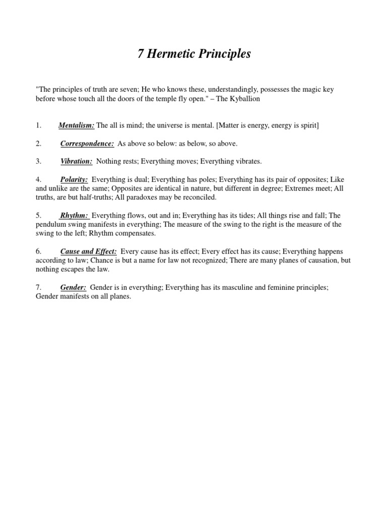 Seven Hermetic Principles Explained | PDF | Philosophy