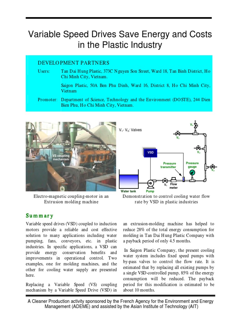 Energy Savings with VSD in Plastics | PDF | Electric Motor | Engines