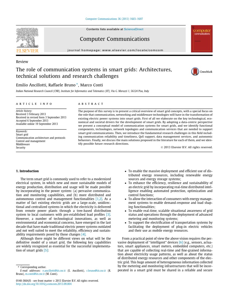 The Role of Communication Systems in Smart Grids | PDF | Smart Grid ...