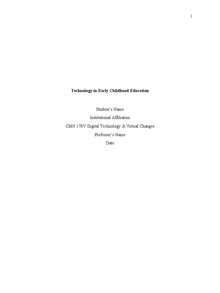 IMPACT OF TECHNOLOGY IN EARLY CHILDHOOD EDUCATION PDF intelligence overview