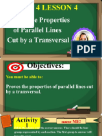 Proves The Properties of Parallel Lines Cut by A Transversal