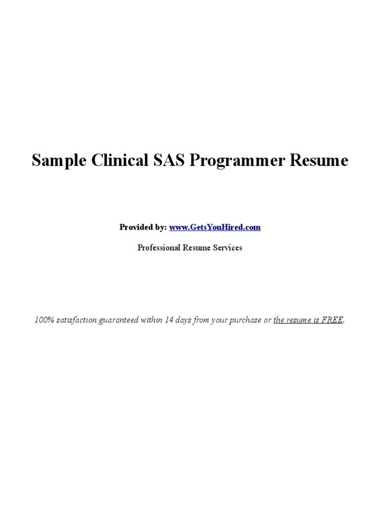 Clinical Sas Programmer Resume | PDF | Sas (Software) | Clinical Trial