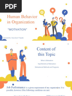 Human Behavior in Organization: "Motivation"