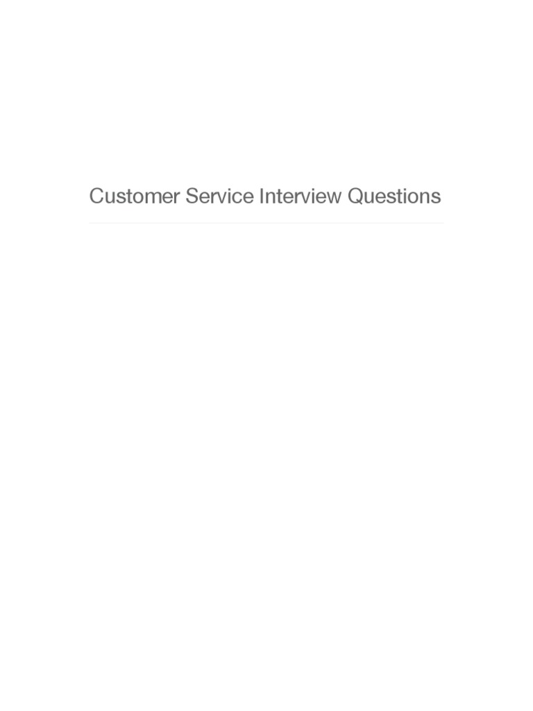 Customer Service Interview Questions PDF Interview E Commerce