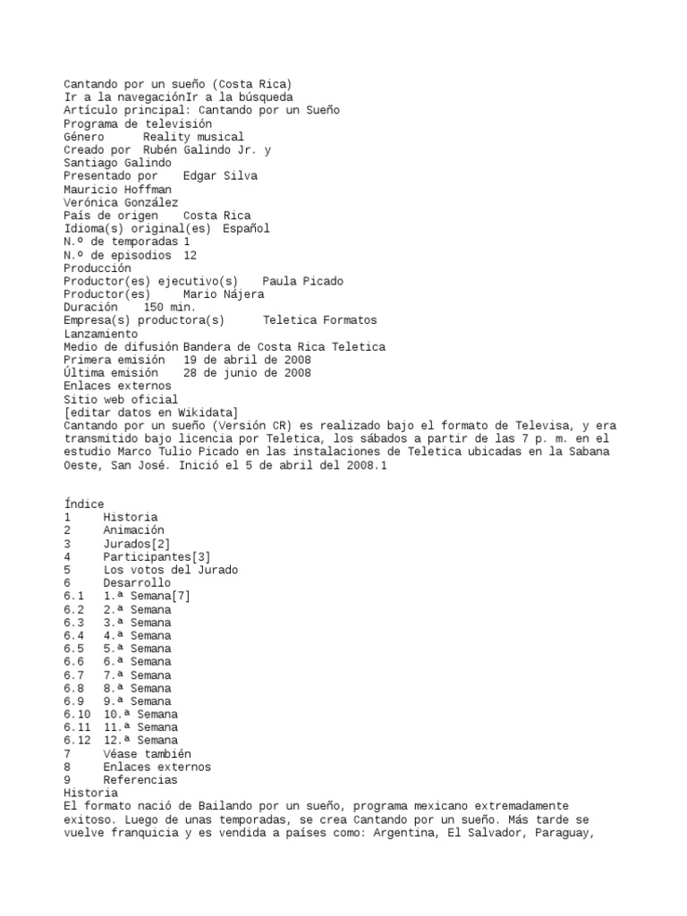 Cantando Por Un Sueño PDF Medios de comunicación en masa Science