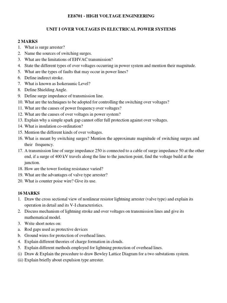 High Voltage Engineering Study Guide | PDF | Electrical Breakdown ...