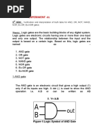 Experiment: Verification and Interpretation of Truth Table For AND, OR, NOT, NAND, NOR, Ex-OR, Ex-NOR Gates