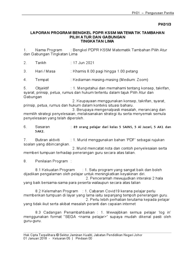 Laporan Program Bengkel Pilih Atur Dan Gabungan | PDF