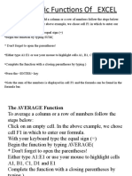 Arithmetic Functions Of   EXCEL
