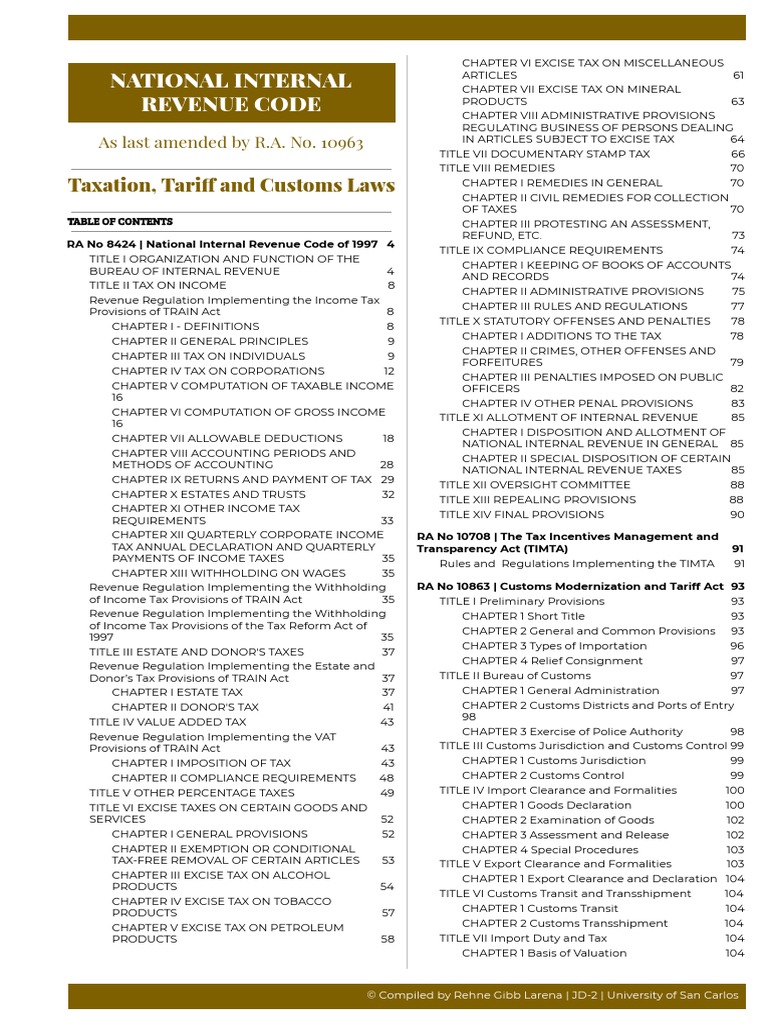 National internal revenue code pdf internal revenue service taxes