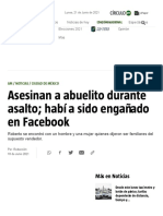 Asesinan a abuelito durante asalto; había sido engañado en Facebook