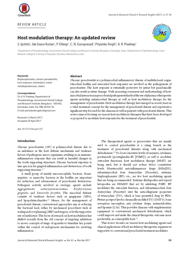 Host Modulation Therapy An Updated Review | PDF | Periodontology ...