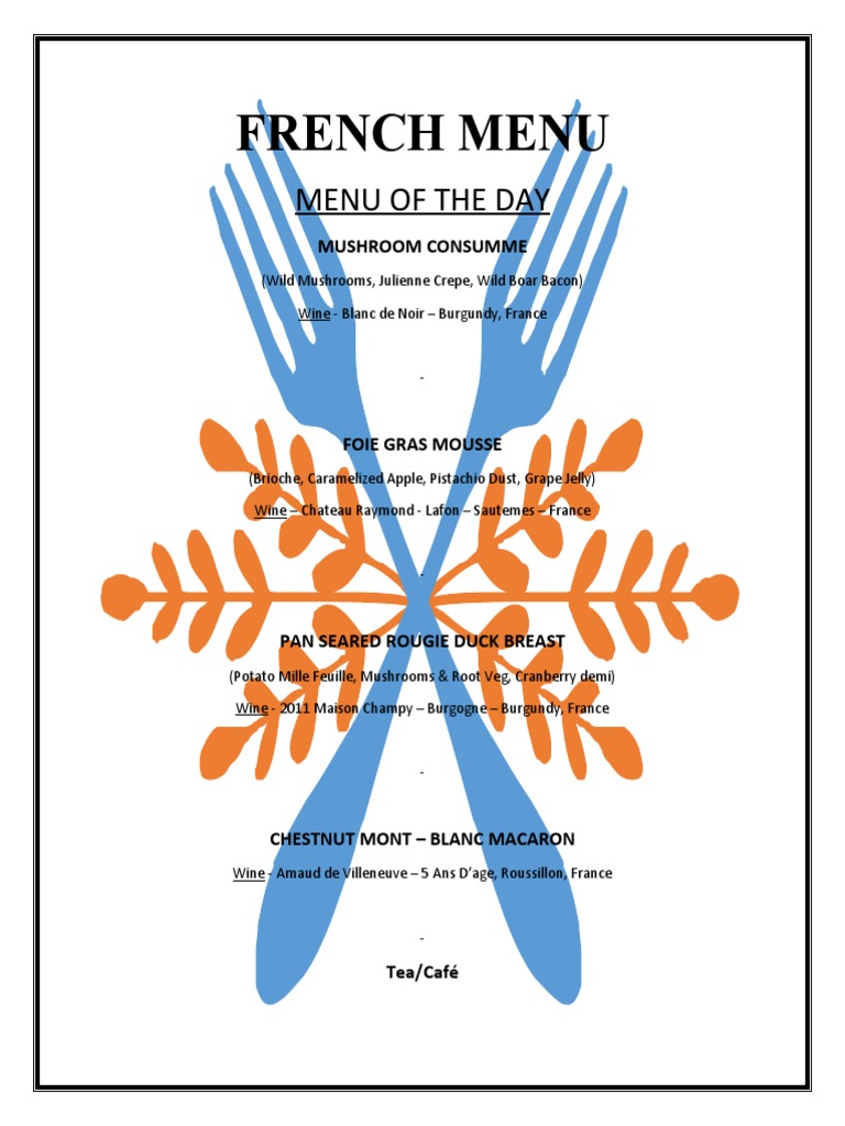 French Menu PDF