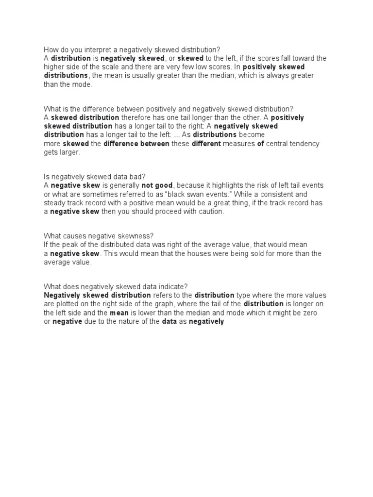 How Do You Interpret A Negatively Skewed Distribution | PDF