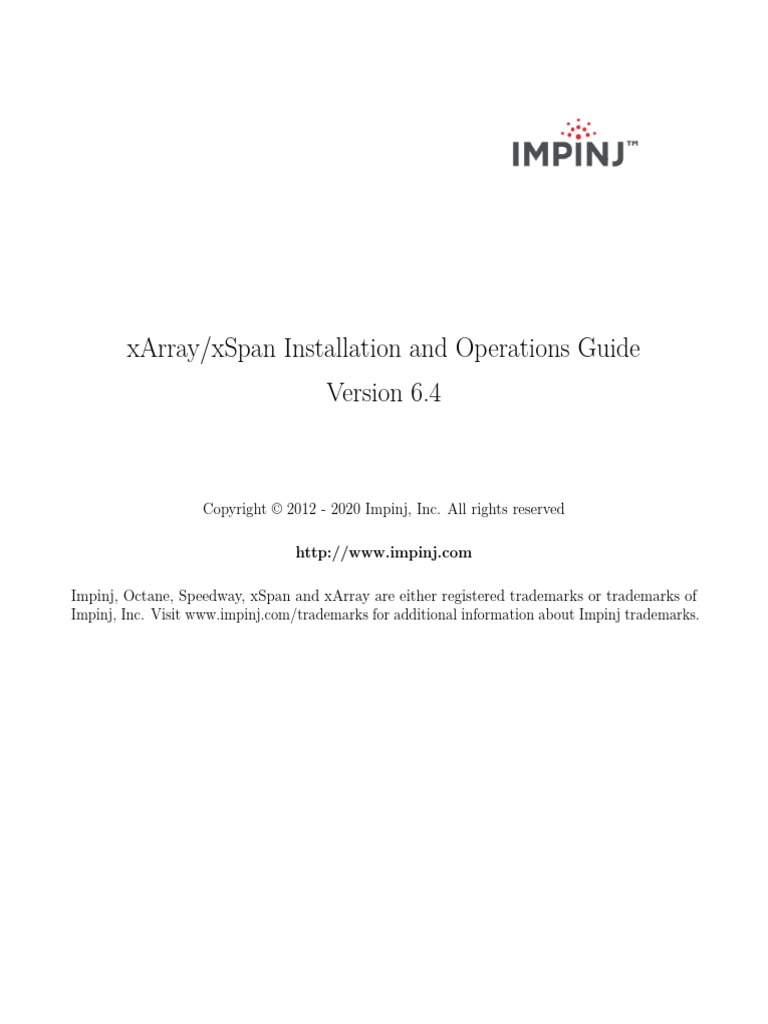 Impinj XArray XSpan Installation and Operations Guide 6.4 | PDF | Ip ...