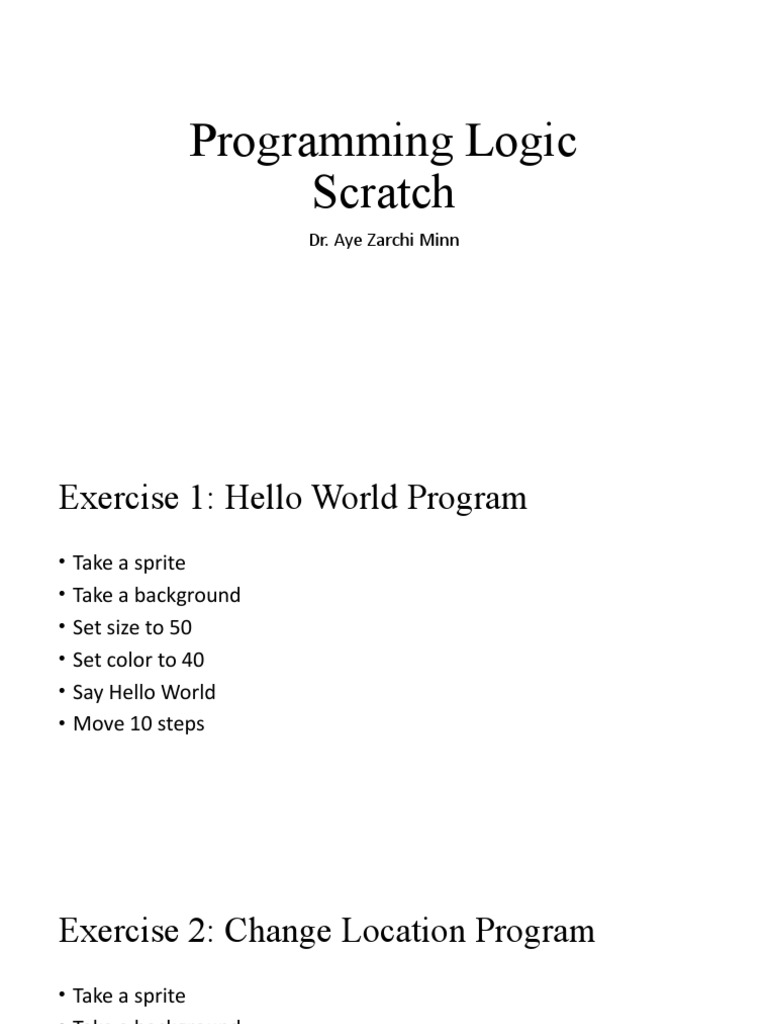 Scratch Programming Logic Exercises | PDF | Teaching Methods & Materials