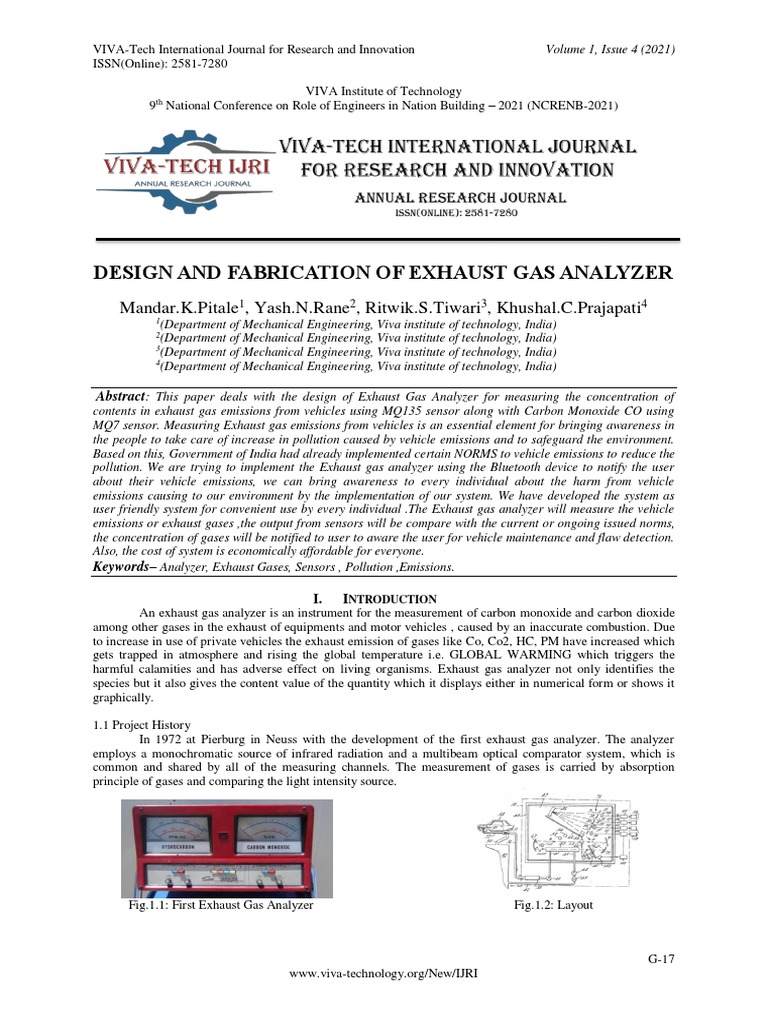Design and Fabrication of Exhaust Gas Analyzer PDF Exhaust Gas