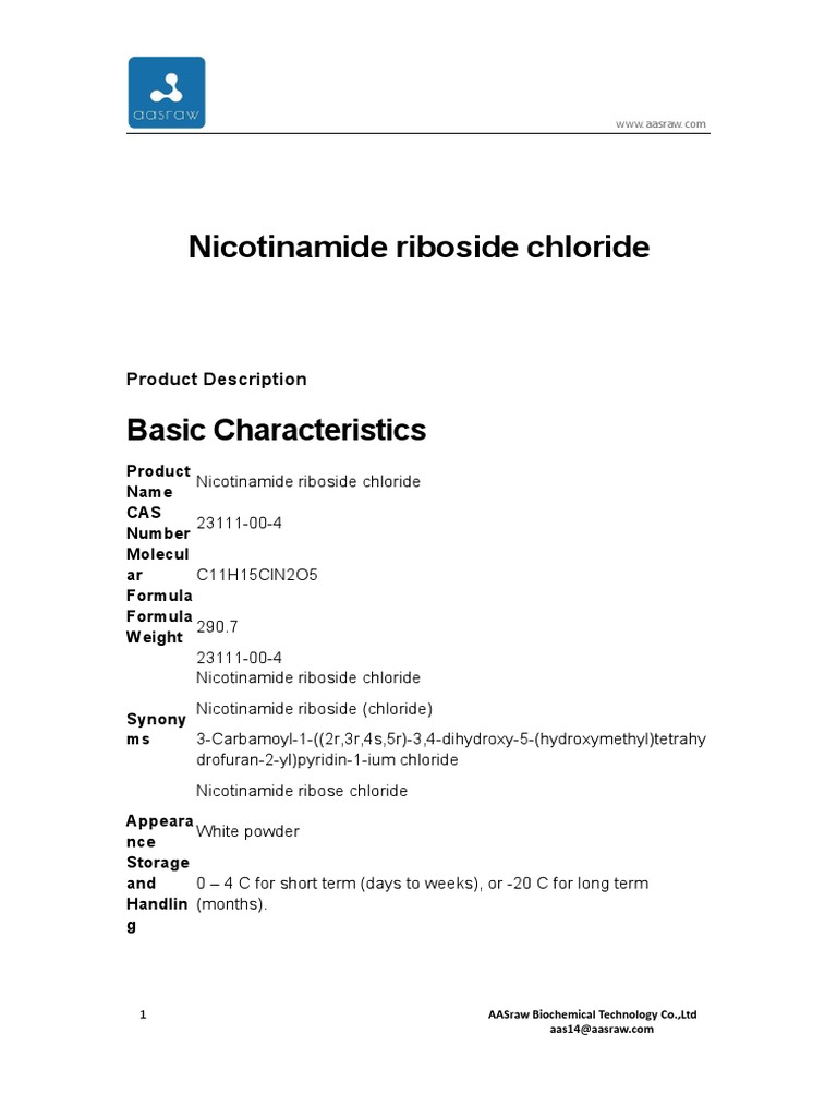 Nicotinamide Riboside Chloride | PDF