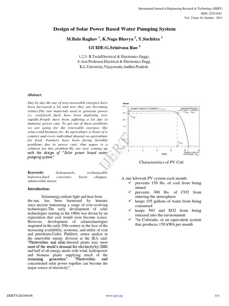 Solar-Powered Water Pump System Design | PDF | Solar Power | Photovoltaics