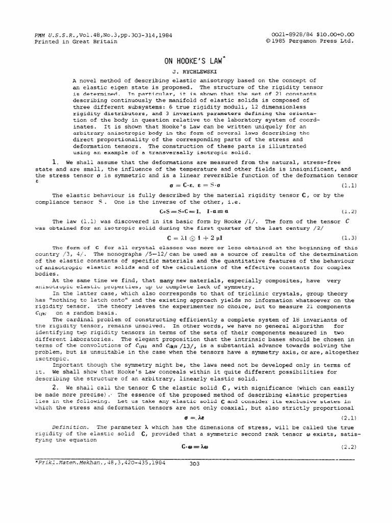 On Hooke'S Law : $ O.OO+O.OO | PDF | Elasticity (Physics) | Young's Modulus
