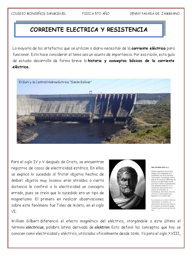 Guia N1 Fisica 5to Ano Iii Momento Pdf Corriente Eléctrica
