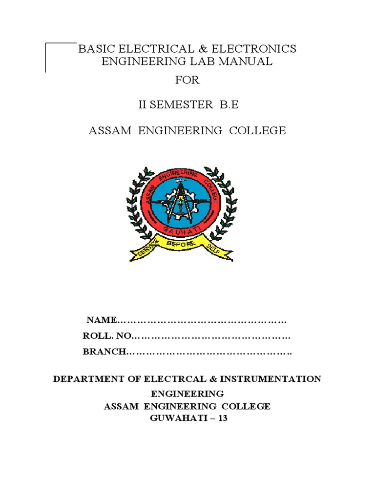 Basic Electrical & Electronics Engineering Lab Manual FOR Ii Semester B ...