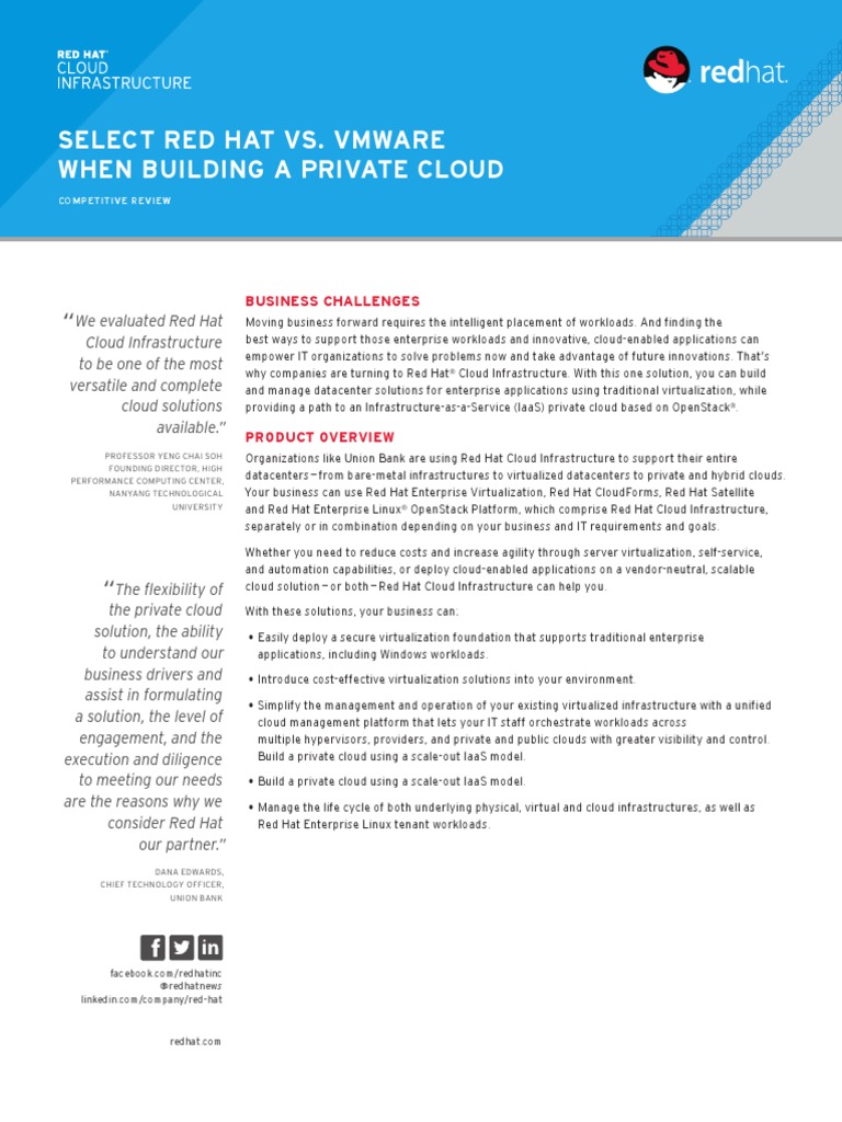 Select Red Hat vs. Vmware When Building A Private Cloud: Business ...
