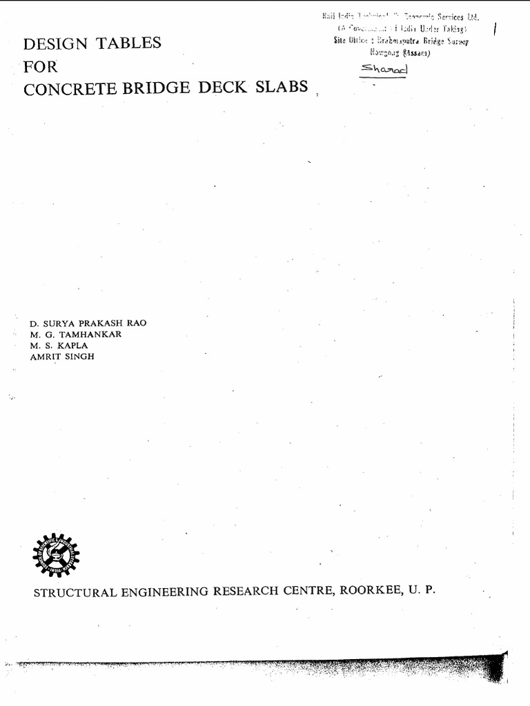 SERC - Design Tables For Concrete Bridge Deck Slabs TWO WAY | PDF