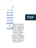 Workt Ext in GE 105: Mathe Matics in The Moder N World