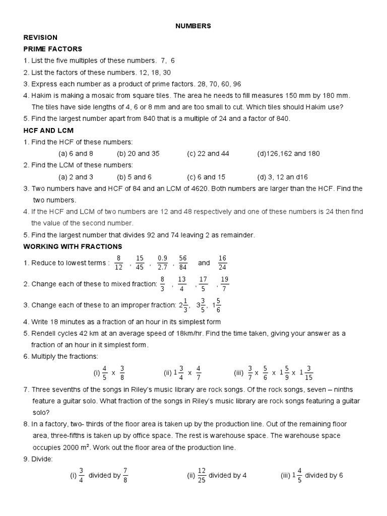 Math Concepts: Factors, Fractions, Percentages | PDF | Compound ...