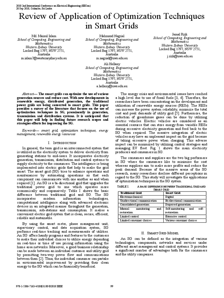 Particle Swarm Optimization in Smart Grids | PDF | Mathematical ...