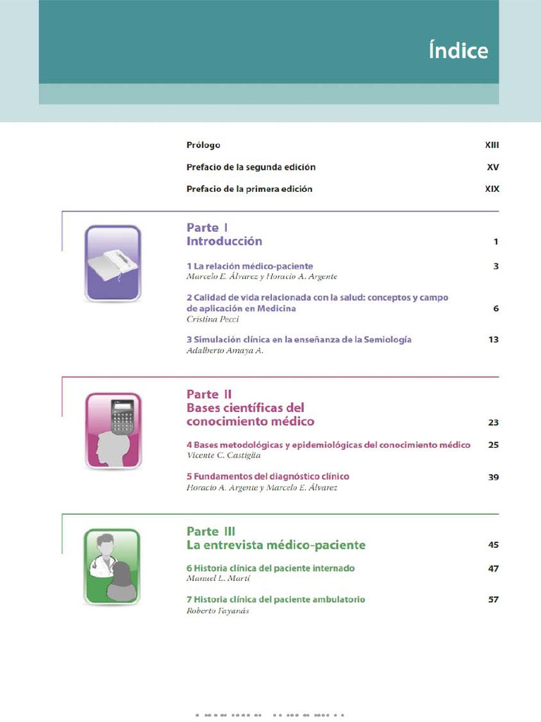 Semiologia Medica Argente 2a Ed - TABLA - CONTENIDO | PDF
