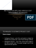 CM 653 Methods For Applying Various Cost Management Techniques