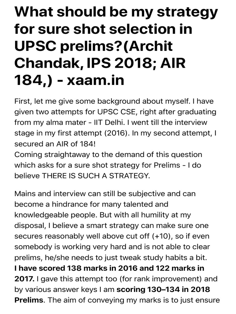 What Should Be My Strategy For Sure Shot Selection in UPSC Prelims ...