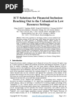 ICT Solutions For Financial Inclusion: Reaching Out To The Unbanked in Low Resource Settings