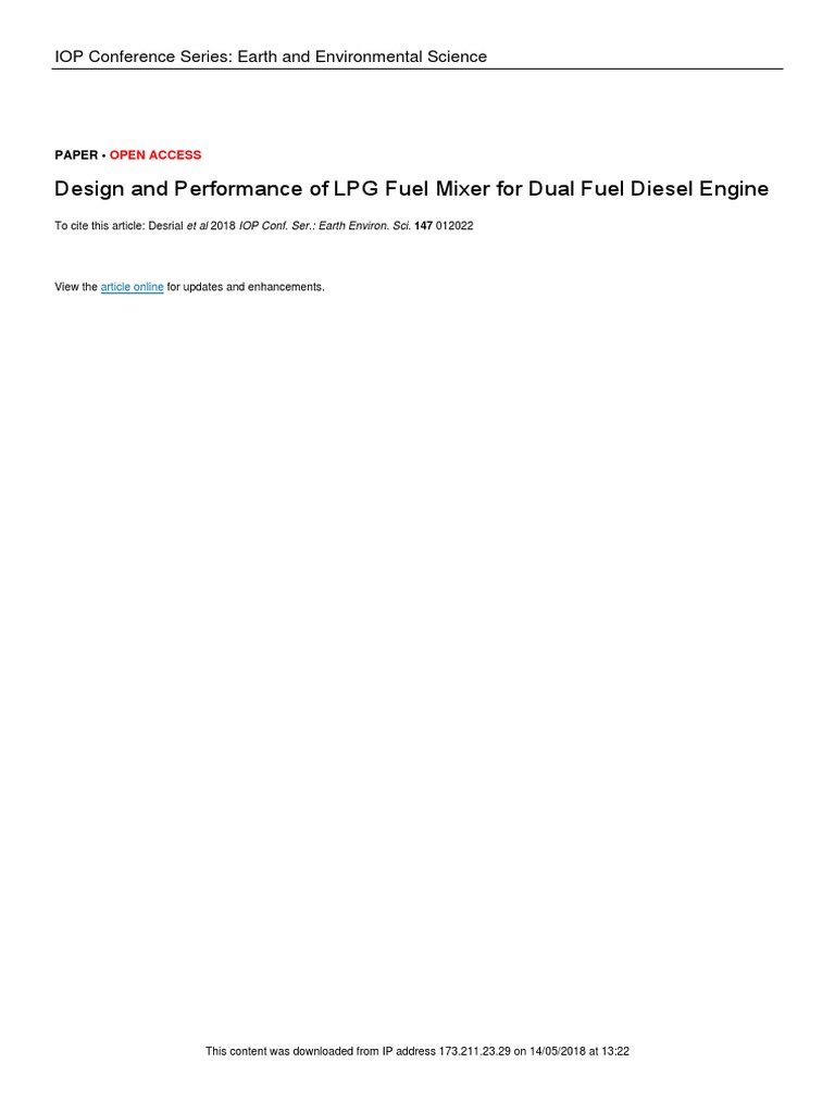 Design and Performance of LPG Fuel Mixer For Dual Fuel Diesel Engine