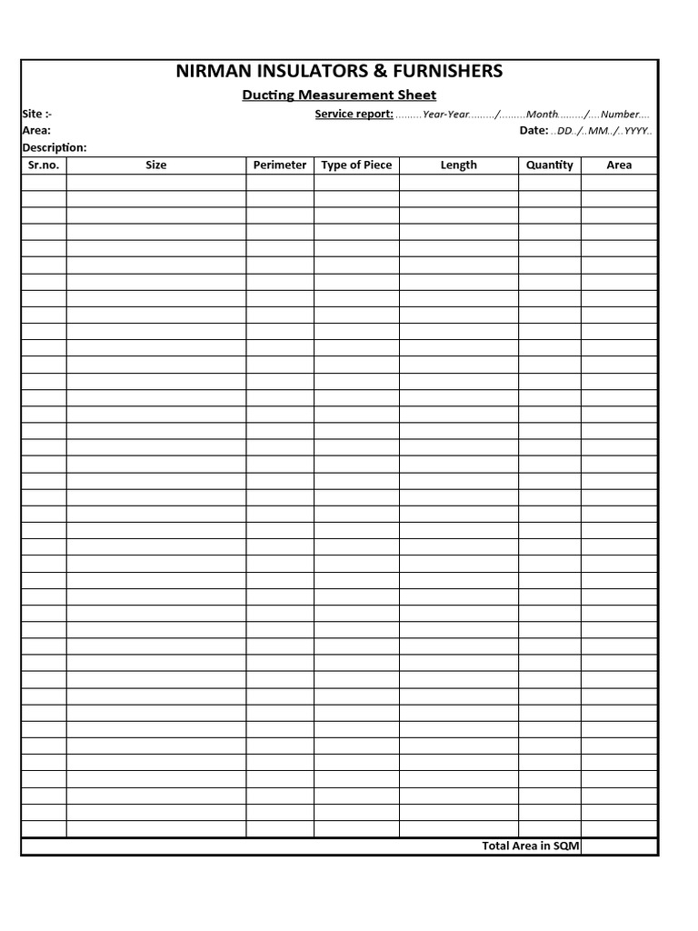 Ducting and Insulation Measurement Sheet | PDF | Science & Mathematics ...