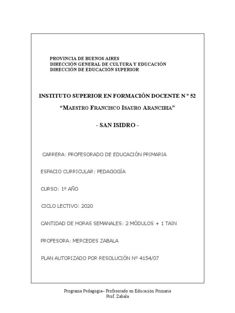 Programa de Pedagogía para Docentes | PDF | Educación primaria | Maestros