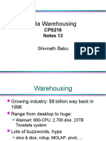 Data Warehousing: CPS216 Notes 13