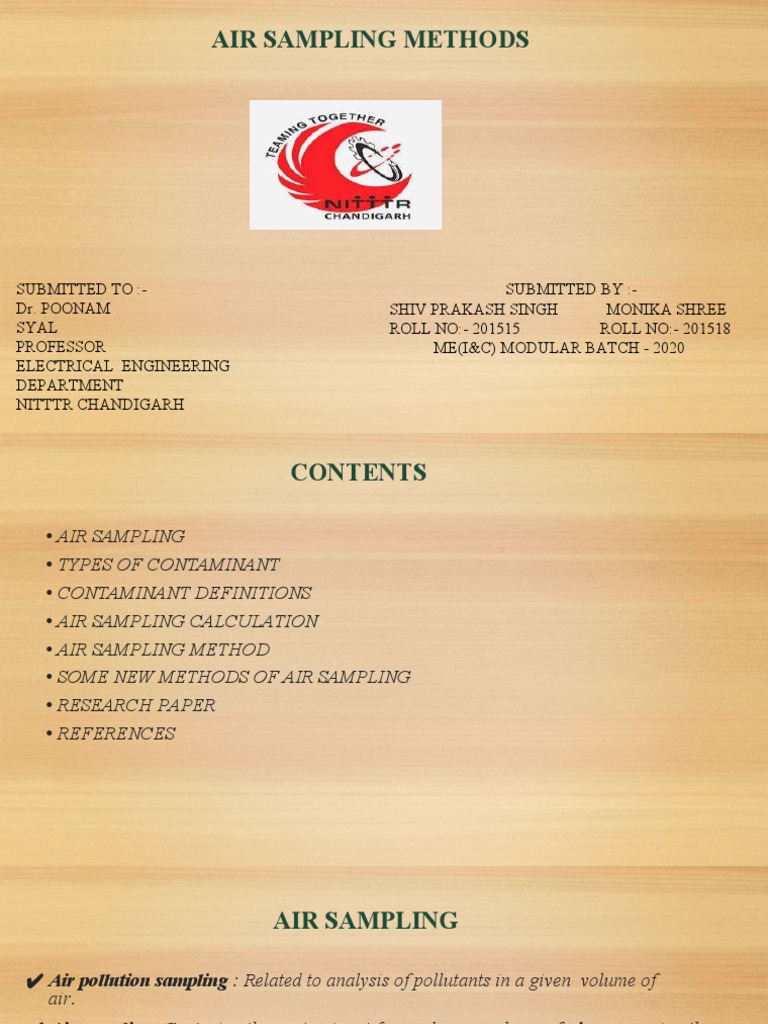 Air Sampling Methods | PDF | Smoke | Waste Management